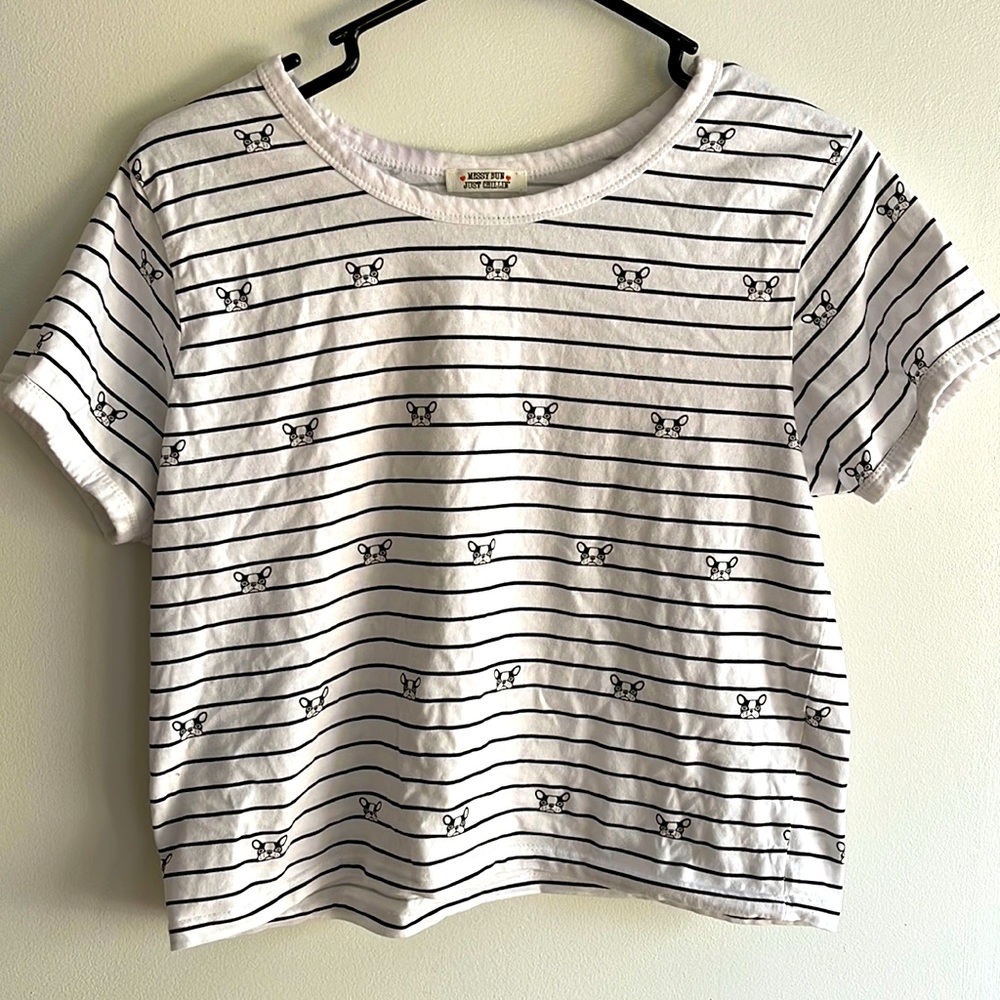 Bull dog stripped crop top